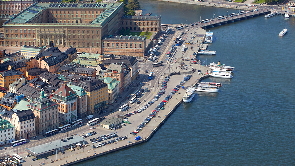 Flygbild över Skeppsbron