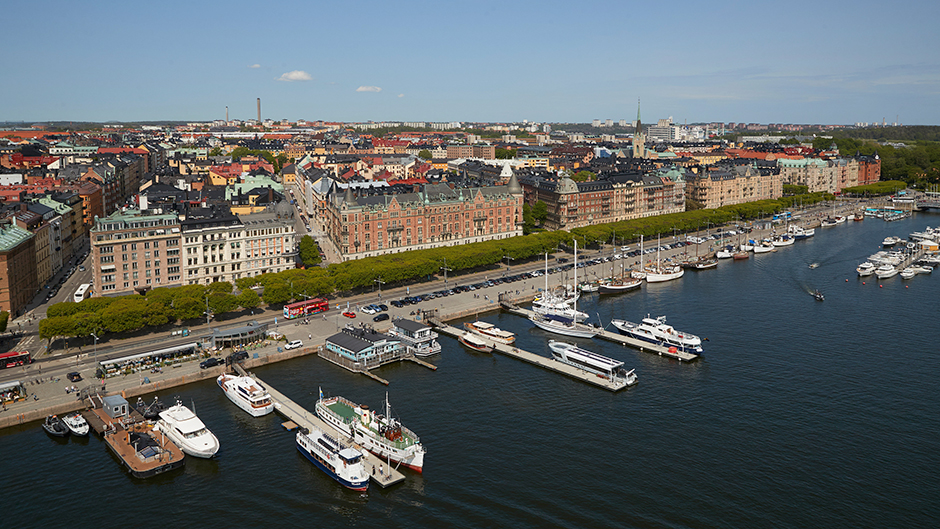 Flygfoto över Strandvägskajen