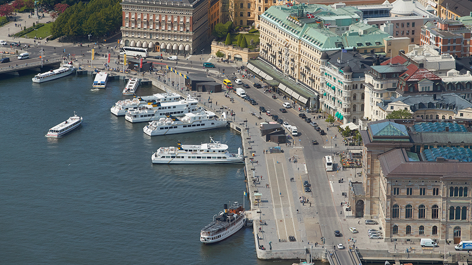 Flygfoto över Strömkajen