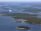 Flygbild över öar i Stockholms skärgård