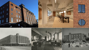 Ett kollage av historiska och nyare bilder av Magasin 3.