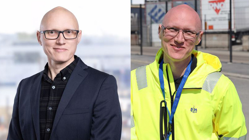 Två olika bilder av ny driftchef i Kapellskärs hamn