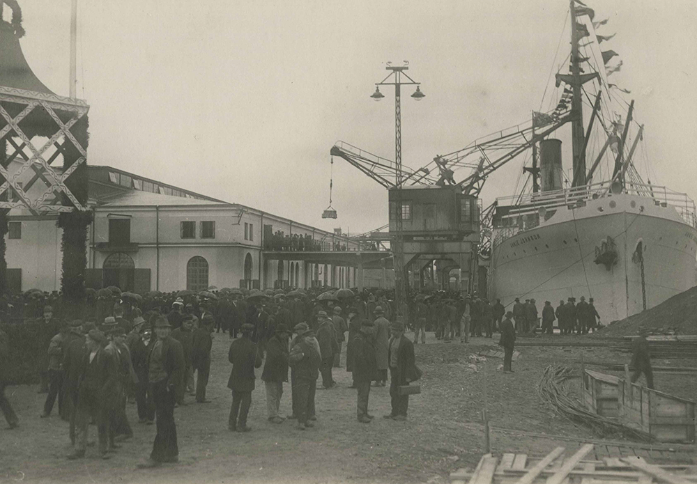 Frihamnen 10 oktober 1919: Invigning av Magasin 1 och S/S Annie Johnson.