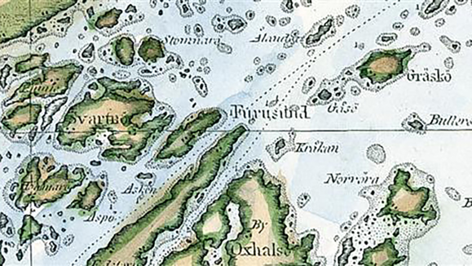 Gammal karta över Furusundsområdet.