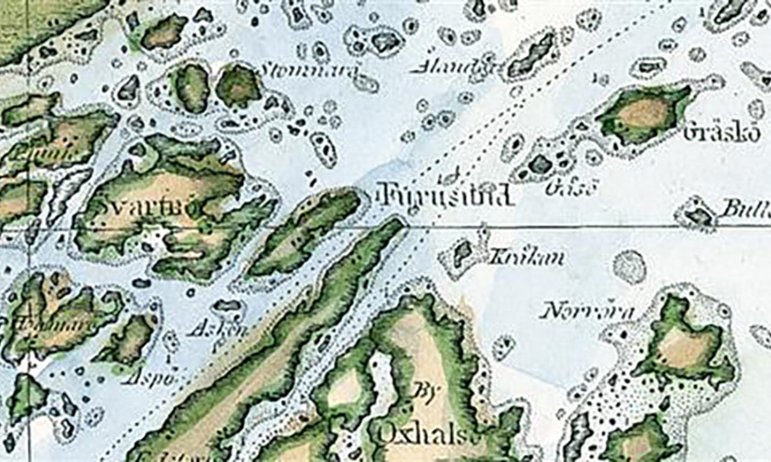 Gammal karta över Furusundsområdet.