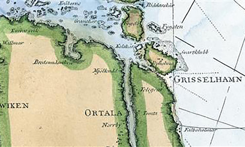Gammal karta över Grisslehamnsområdet.