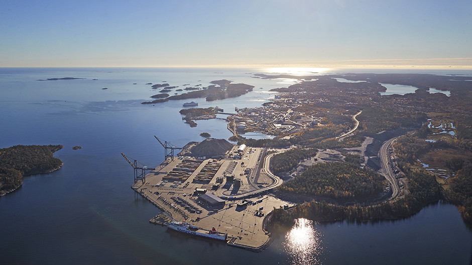 Flygbild över Stockholm Norvik Hamn