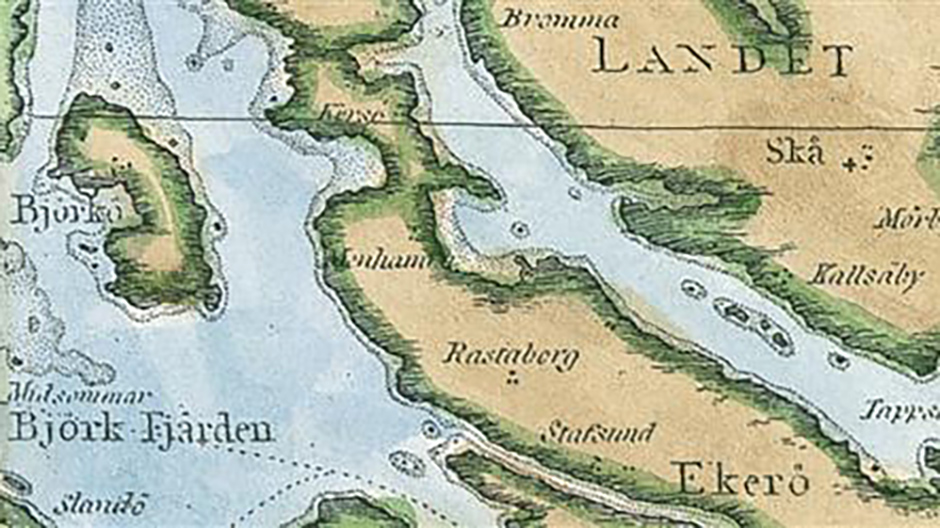 Gammal karta över Birka Björkö.