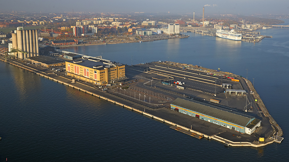 Flygbild över Frihamnen