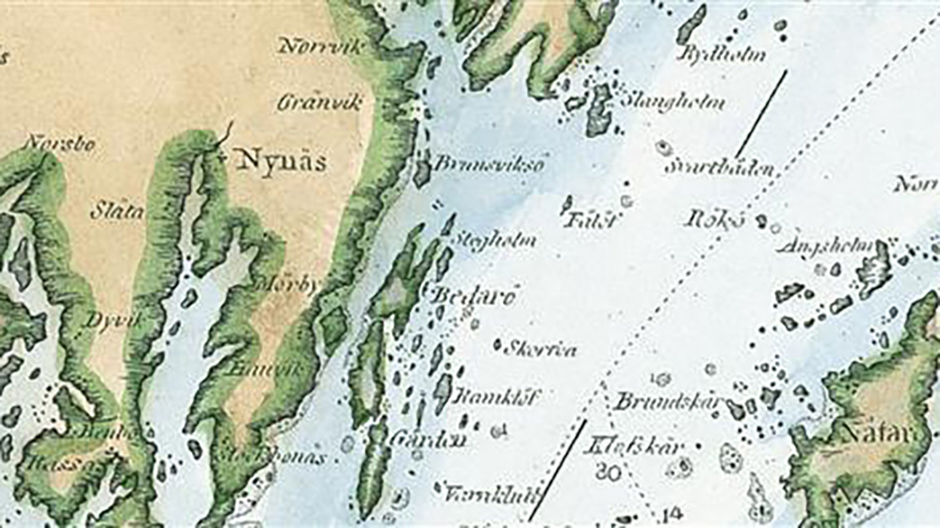 Gammal karta över Nynäshamn