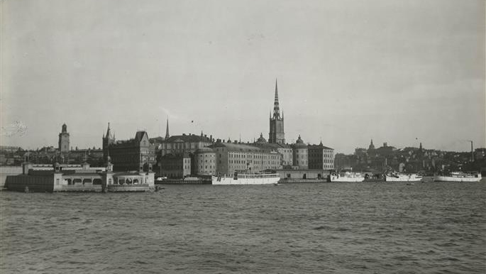 Utsikt från Bödelsbacken över Riddarholmen och Staden med Storkyrkan och Tyska kyrkan 1771