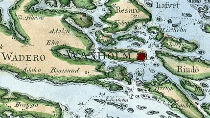 Gammal karta över Vaxholm