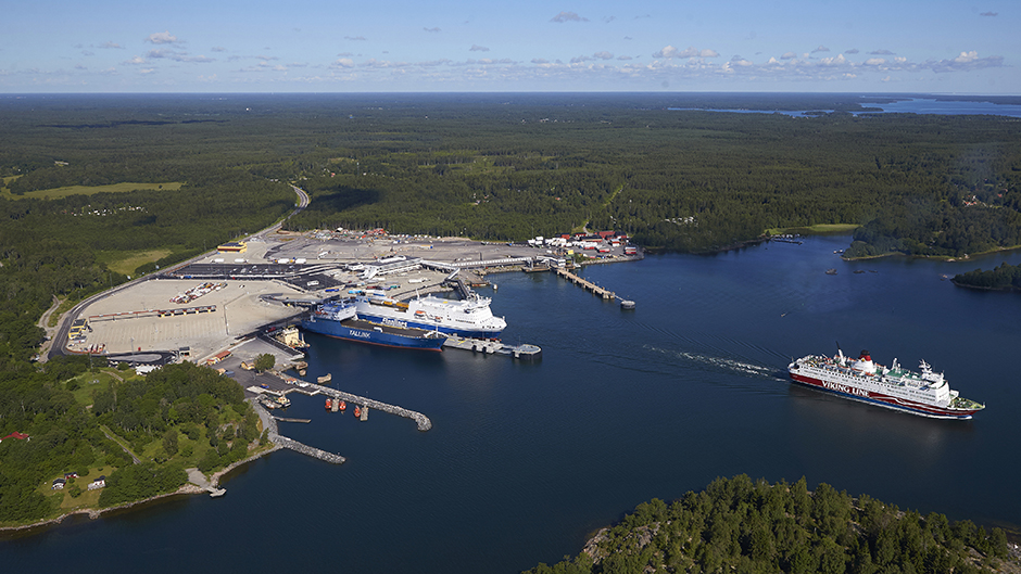 Flygbild över Kapellskärs hamn