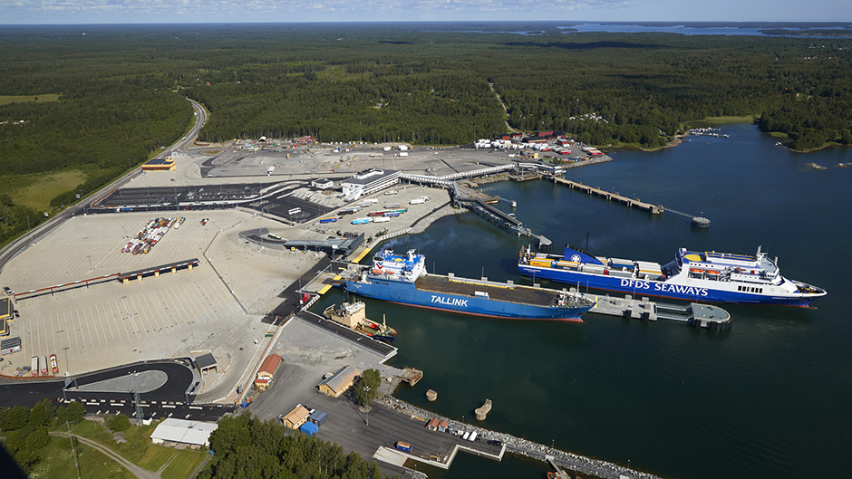 Flygbild över Kapellskärs hamn