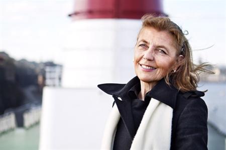 Helena Kneck på däcket på ett av Viking Lines fartyg
