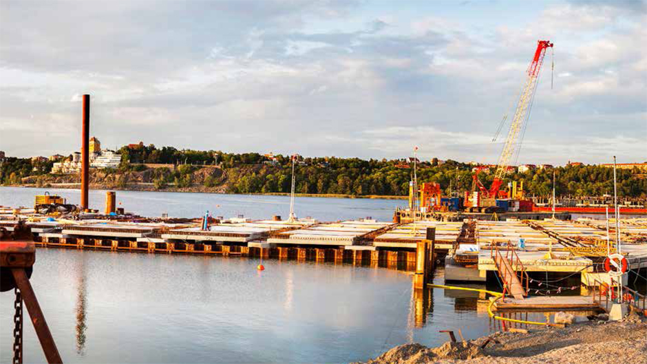 Bild över byggarbetsplatsen i Värtahamnen