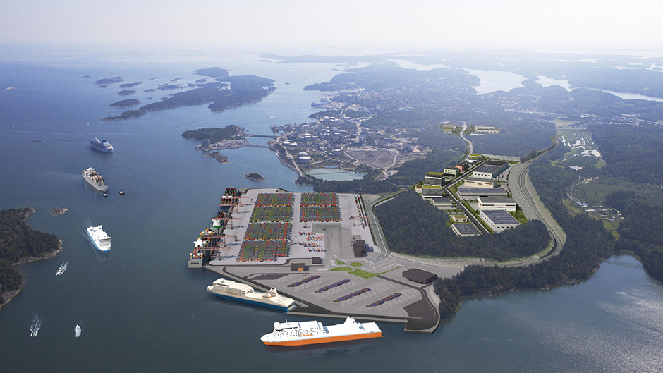 Skiss över Stockholms Norvik Hamn