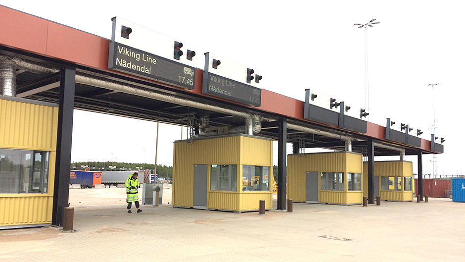 Den nya incheckningslinjen i Kapellskärs hamn