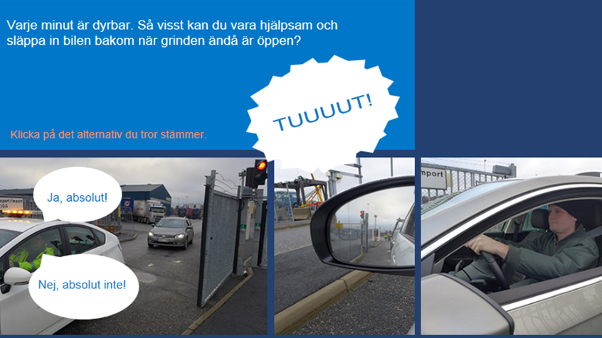 Skärmdump från webbutbildningen Säker i hamn