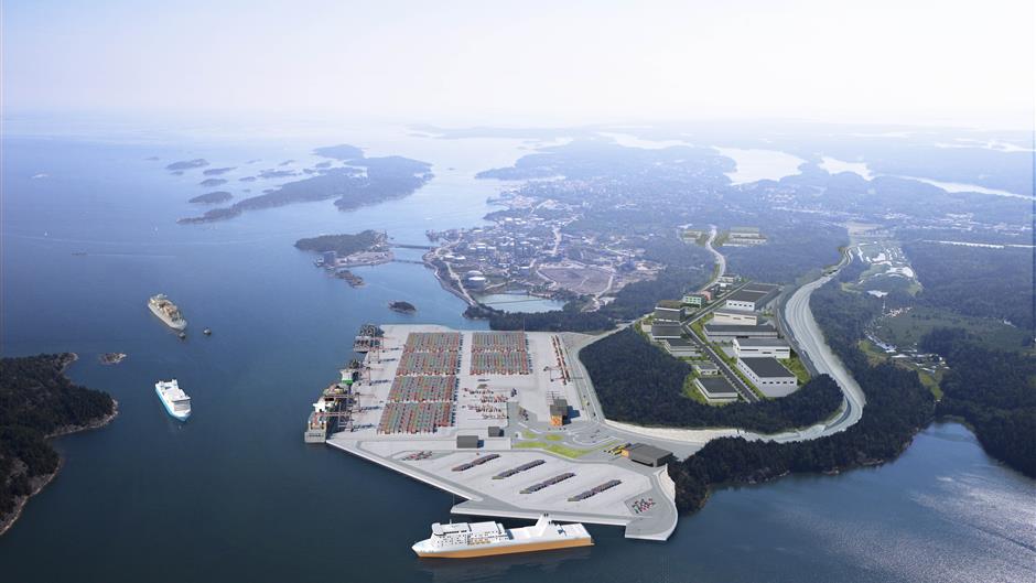 Visionsbild över Stockholm Norvik Hamn.
