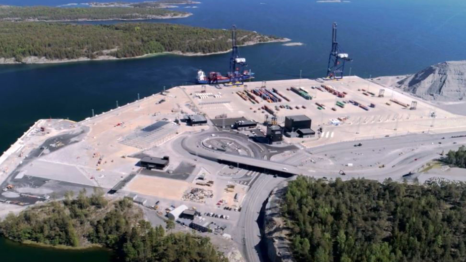 Flygbild över Stockholm Norvik Hamn