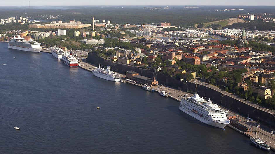 Flygbild över Stadsgården och Masthamnen