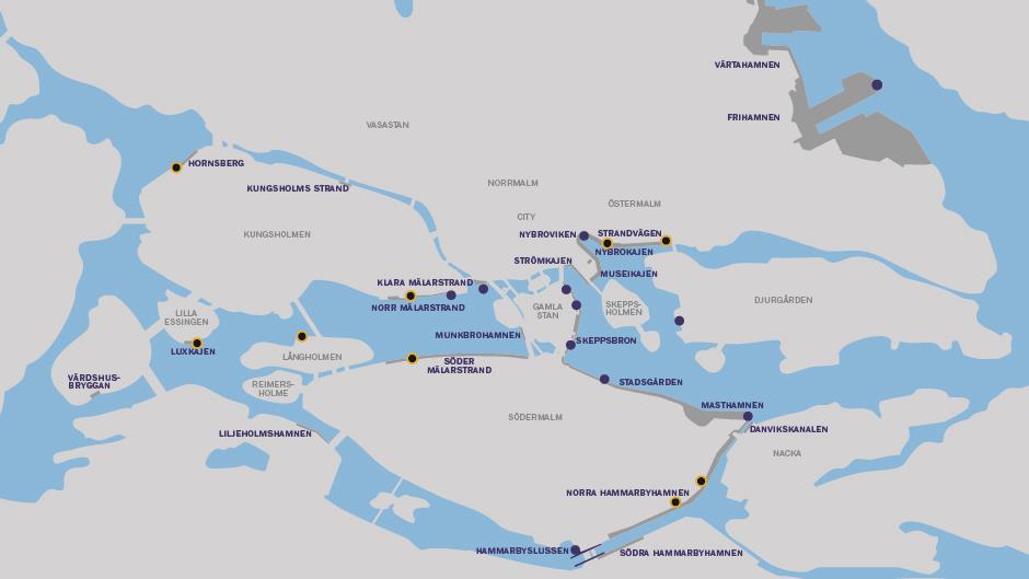 Karta över Stockholms Hamnars hamnoråden i Stockholm