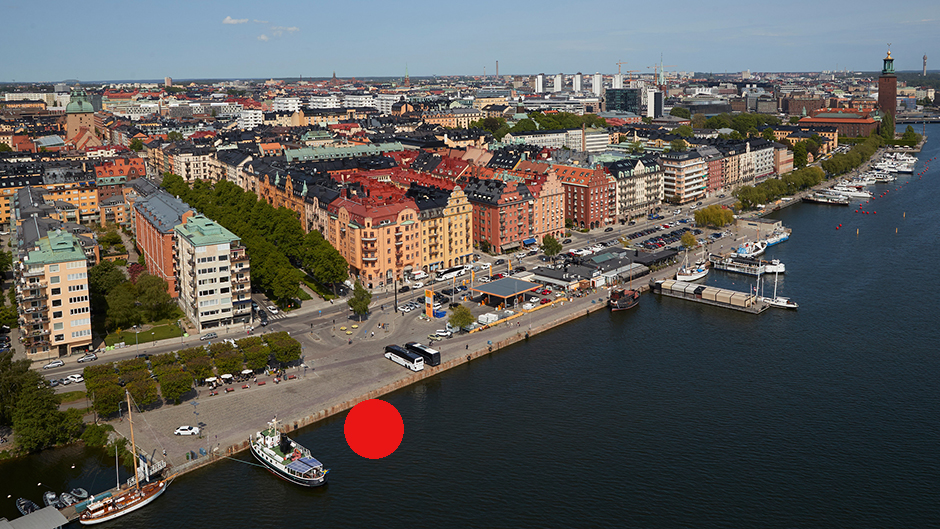 Flygbild av Norr Mälarstrand och Kungsholmen