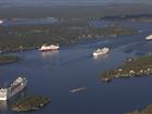 Ett pärlband av fartyg i Stockholms skärgård