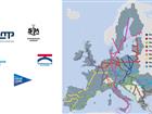 Alla svenska corehamnars logotyper samt karta över de europeiska transportkorridorerna