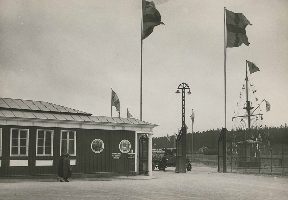 Stockholms stadsarkiv Frihamnen 27 september 1926: Huvudingång vid invigningen.